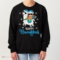 Hanukkah Llamakah Llama Sloth Happy Hanukkah Chanukah Women's Sweatshirt thumb 0