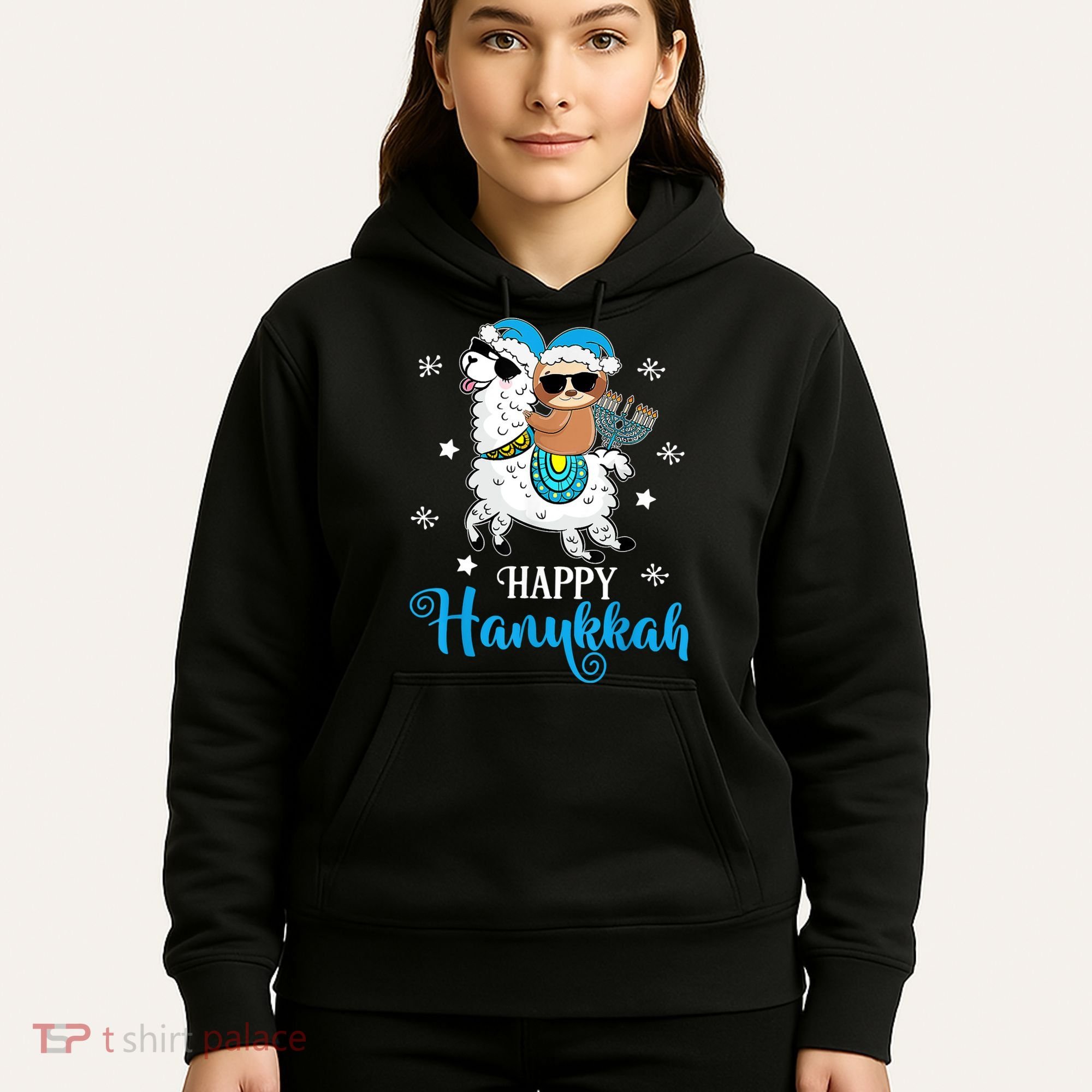 Hanukkah Llamakah Llama Sloth Happy Hanukkah Chanukah Hoodie
