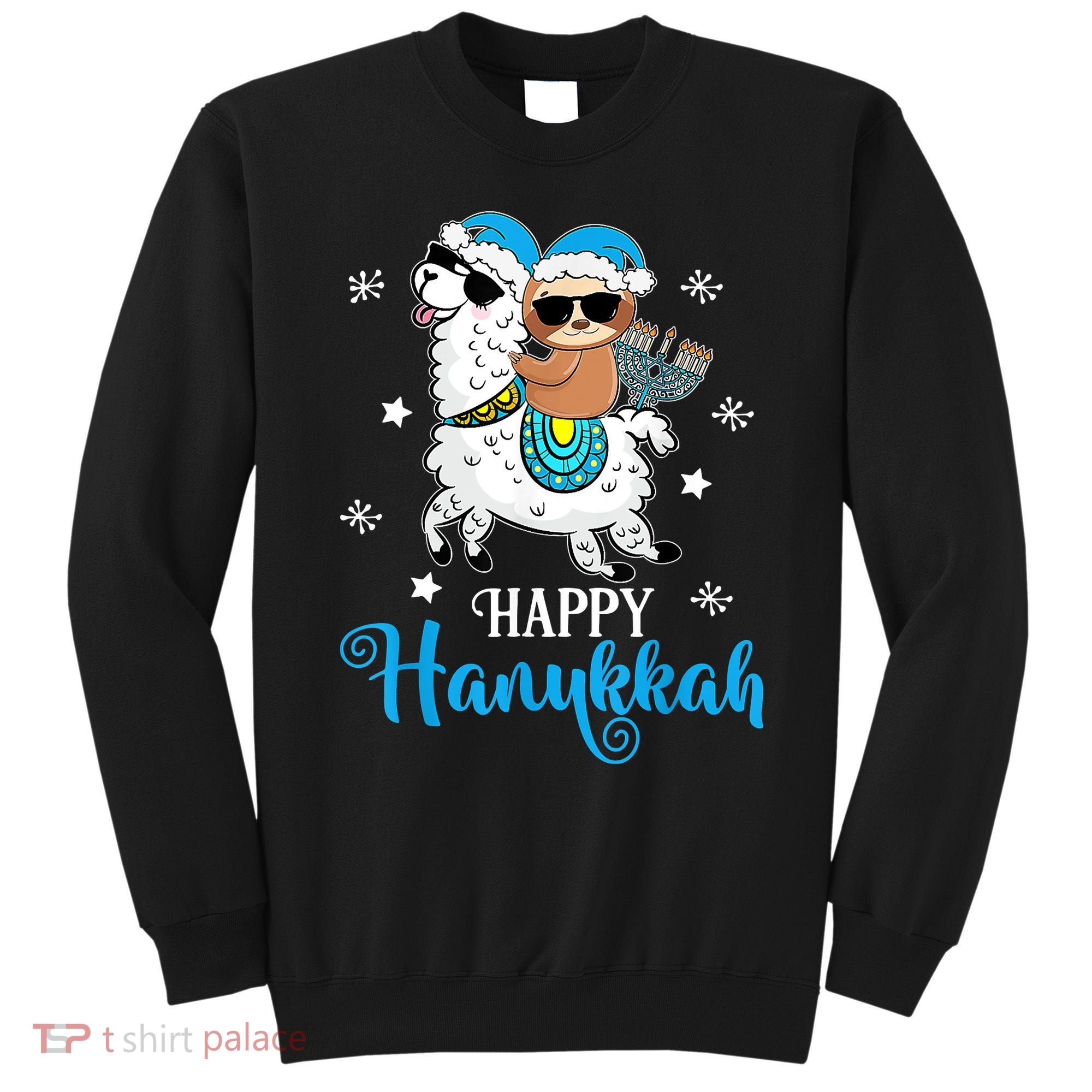 Hanukkah Llamakah Llama Sloth Happy Hanukkah Chanukah Sweatshirt