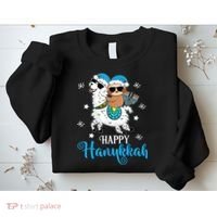Hanukkah Llamakah Llama Sloth Happy Hanukkah Chanukah Sweatshirt thumb 2