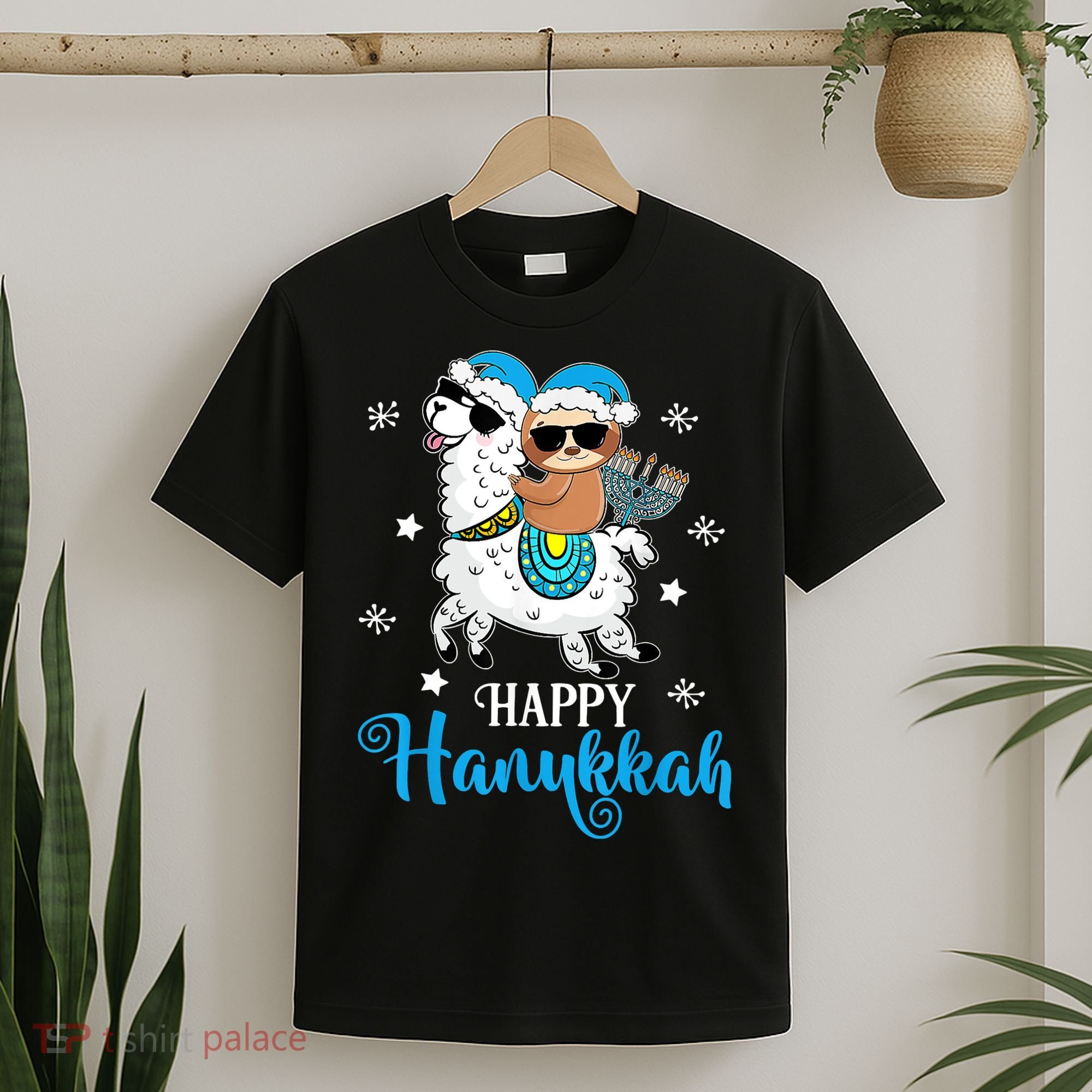 Hanukkah Llamakah Llama Sloth Happy Hanukkah Chanukah T-Shirt