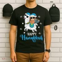 Hanukkah Llamakah Llama Sloth Happy Hanukkah Chanukah T-Shirt thumb 6