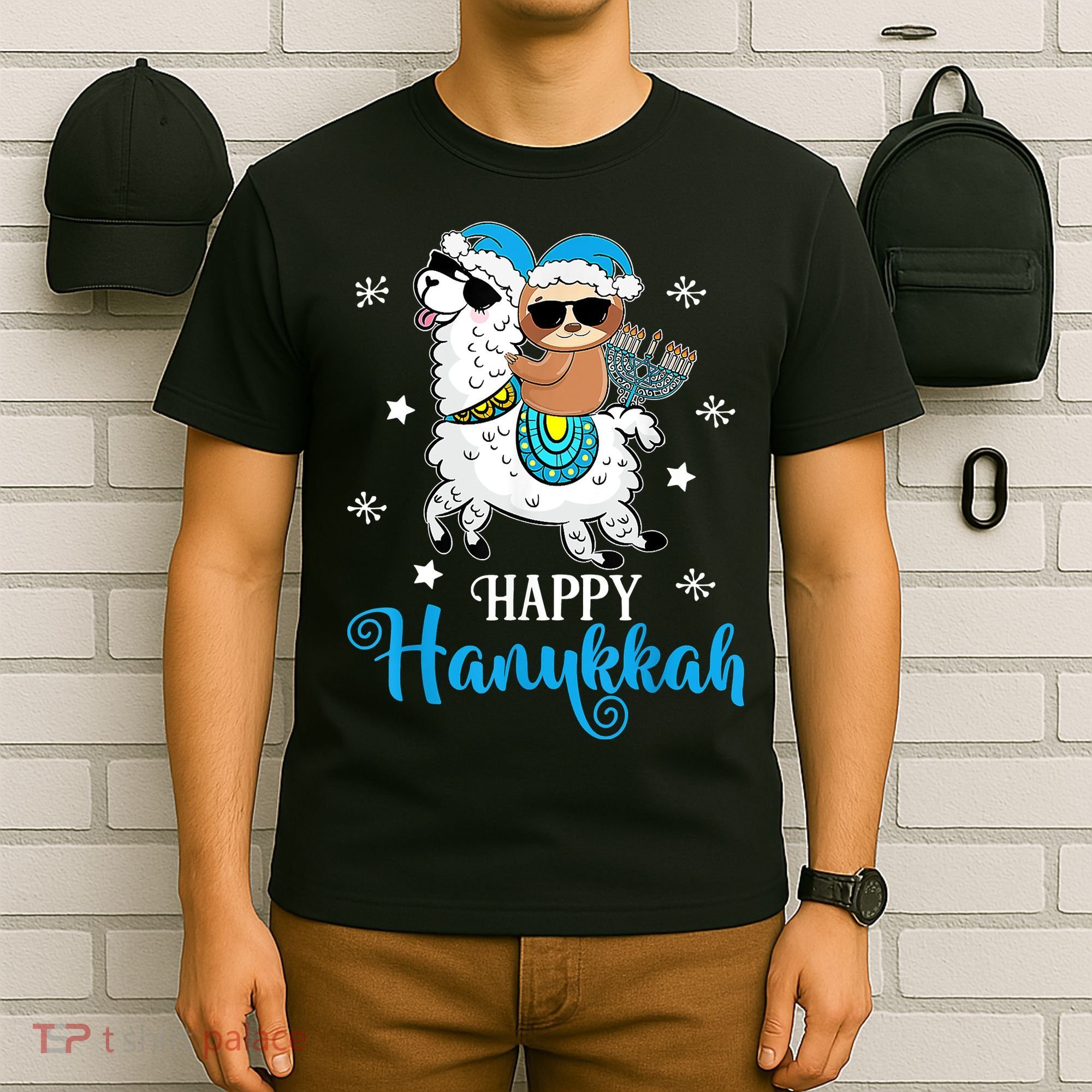 Hanukkah Llamakah Llama Sloth Happy Hanukkah Chanukah T-Shirt
