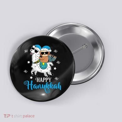 Hanukkah Llamakah Llama Sloth Happy Hanukkah Chanukah Button