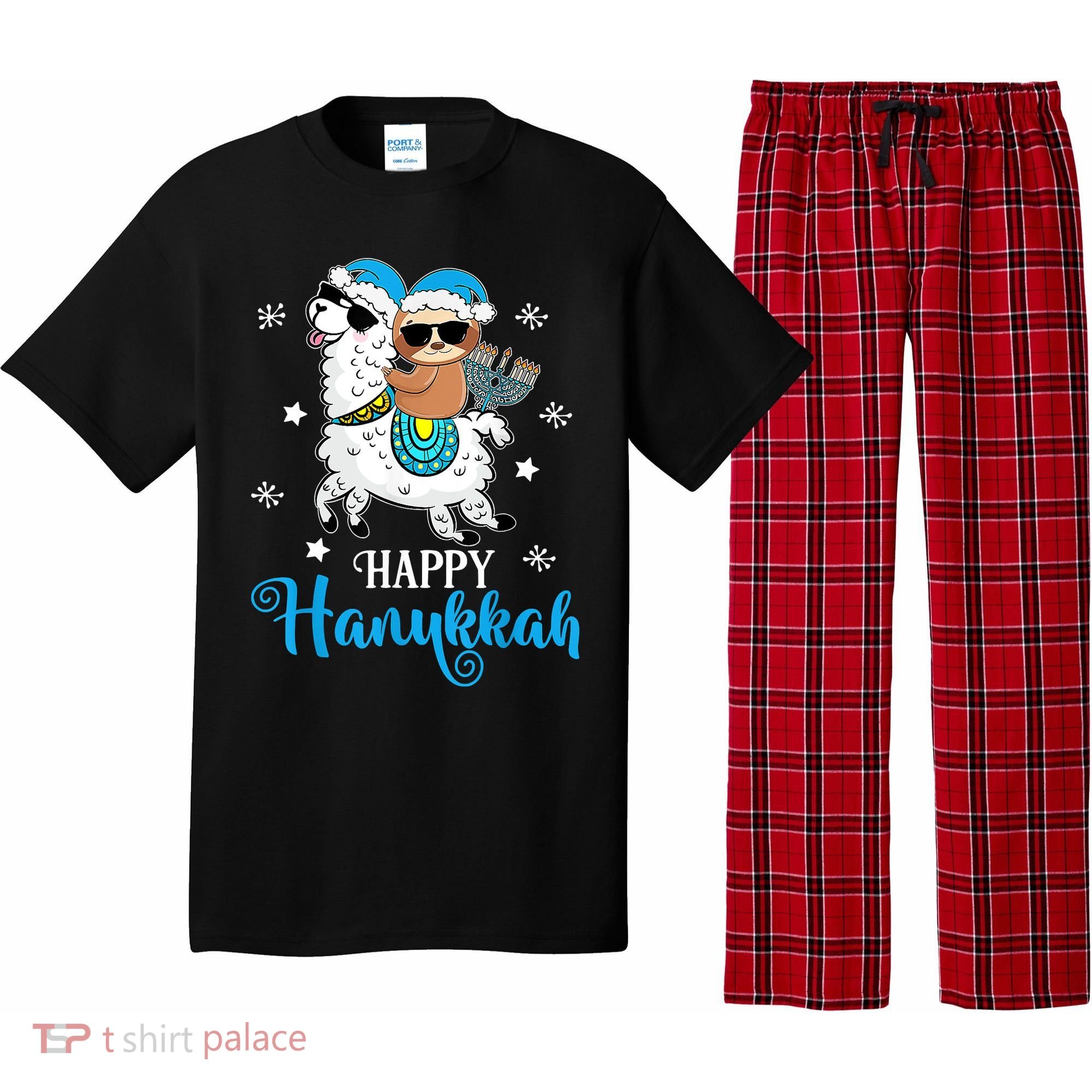 Hanukkah Llamakah Llama Sloth Happy Hanukkah Chanukah Pajama Set