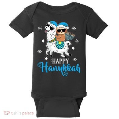 Hanukkah Llamakah Llama Sloth Happy Hanukkah Chanukah Baby Bodysuit