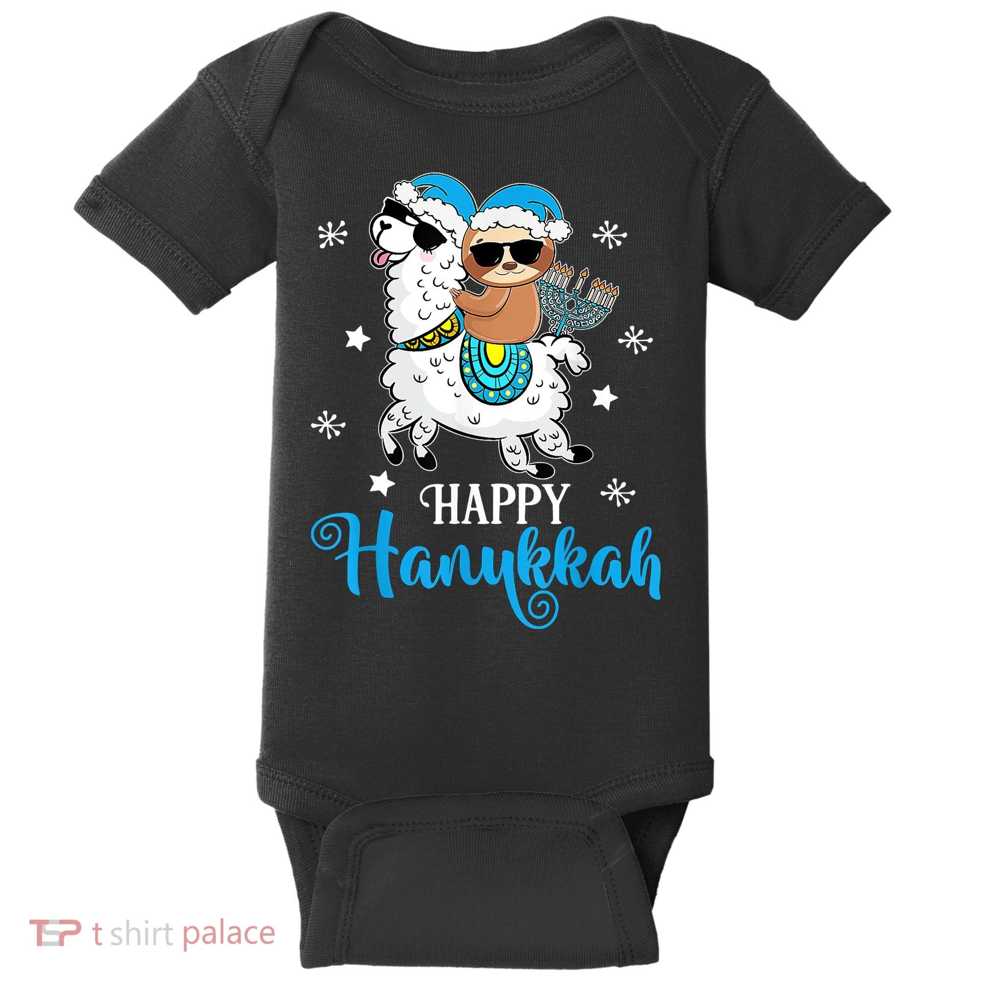 Hanukkah Llamakah Llama Sloth Happy Hanukkah Chanukah Baby Bodysuit