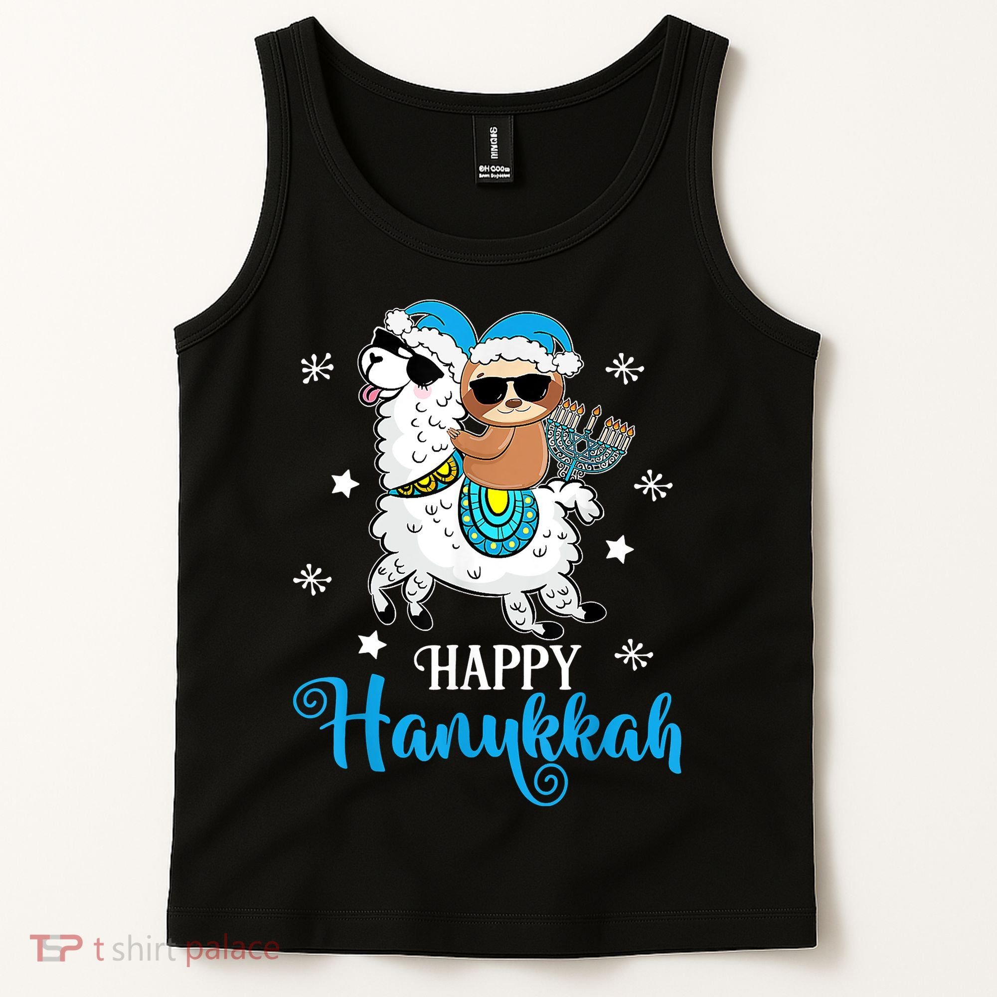 Hanukkah Llamakah Llama Sloth Happy Hanukkah Chanukah Tank Top