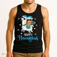 Hanukkah Llamakah Llama Sloth Happy Hanukkah Chanukah Tank Top thumb 3
