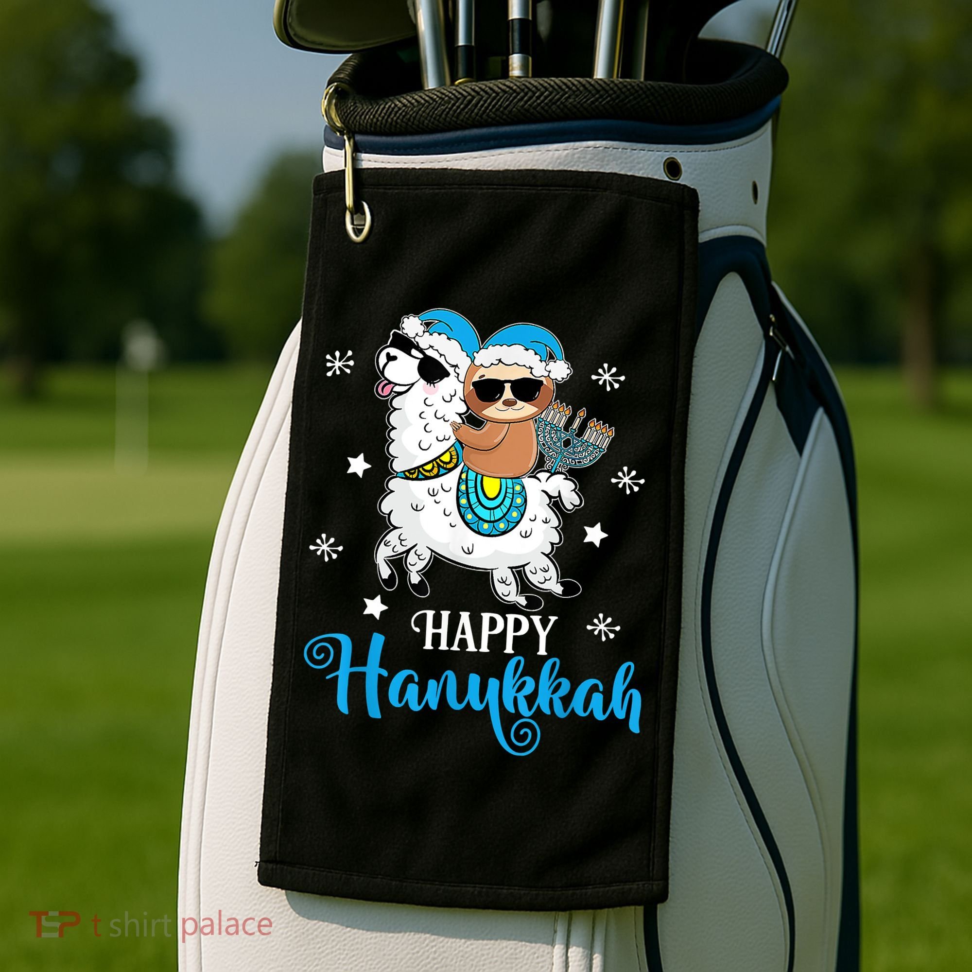 Hanukkah Llamakah Llama Sloth Happy Hanukkah Chanukah Golf Towel