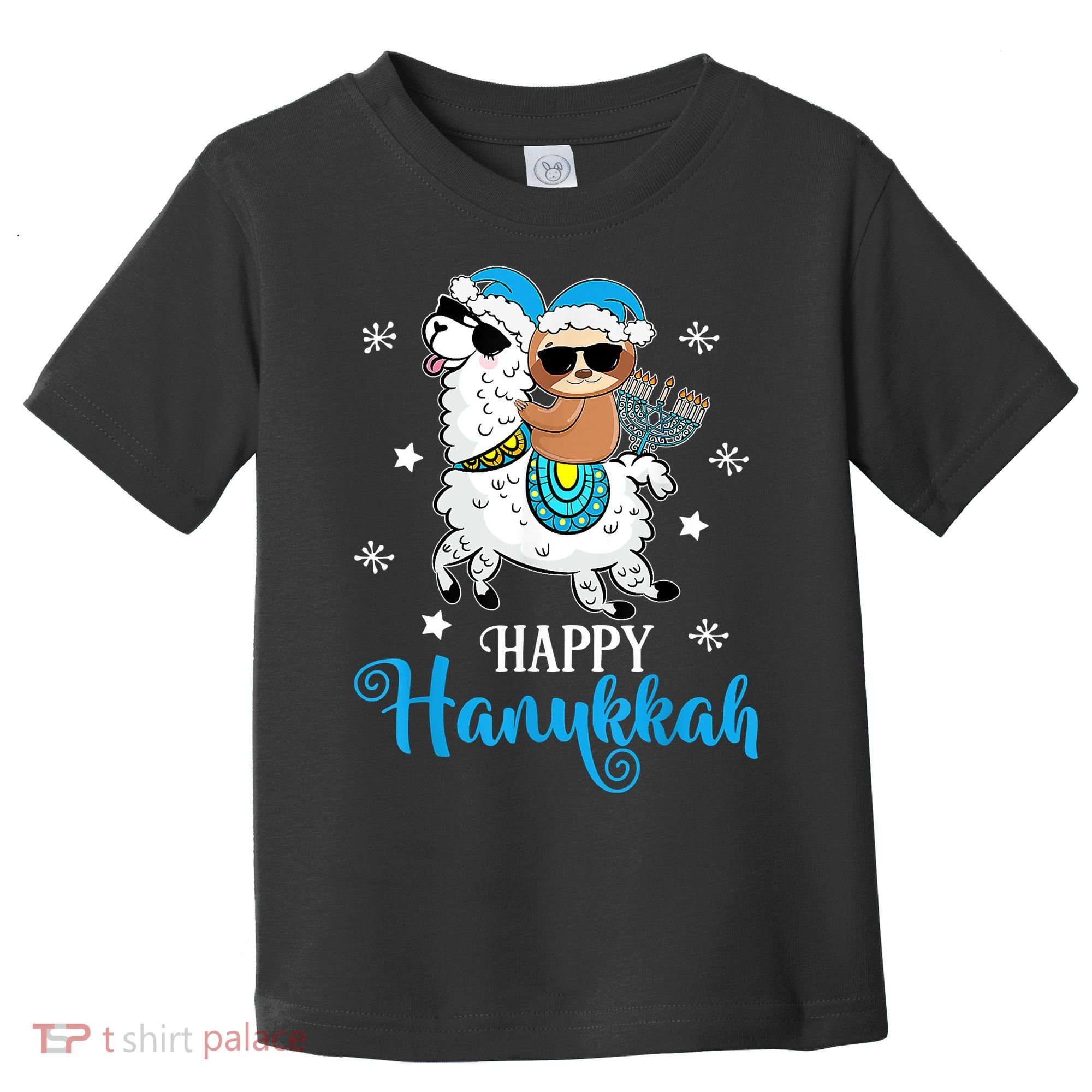 Hanukkah Llamakah Llama Sloth Happy Hanukkah Chanukah Toddler T-Shirt