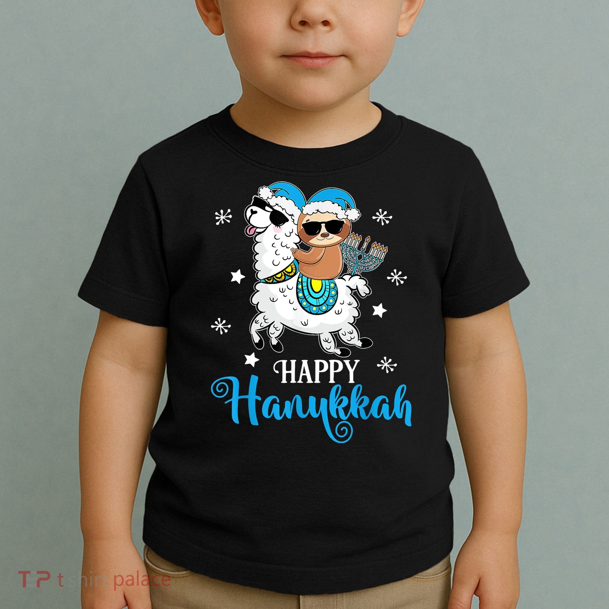 Hanukkah Llamakah Llama Sloth Happy Hanukkah Chanukah Toddler T-Shirt