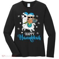Hanukkah Llamakah Llama Sloth Happy Hanukkah Chanukah Women's Long Sleeve Shirt thumb 0