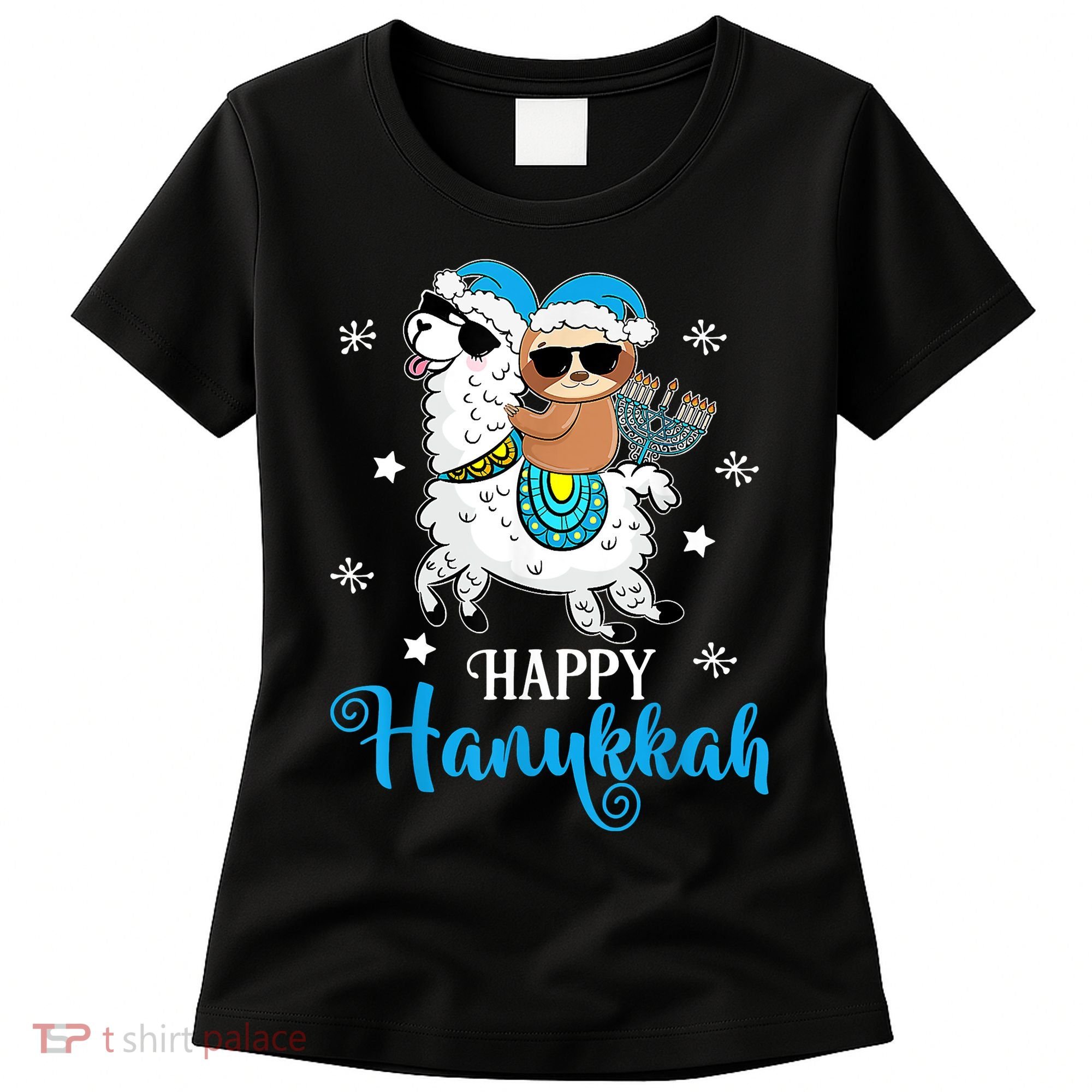 Hanukkah Llamakah Llama Sloth Happy Hanukkah Chanukah Women's T-Shirt