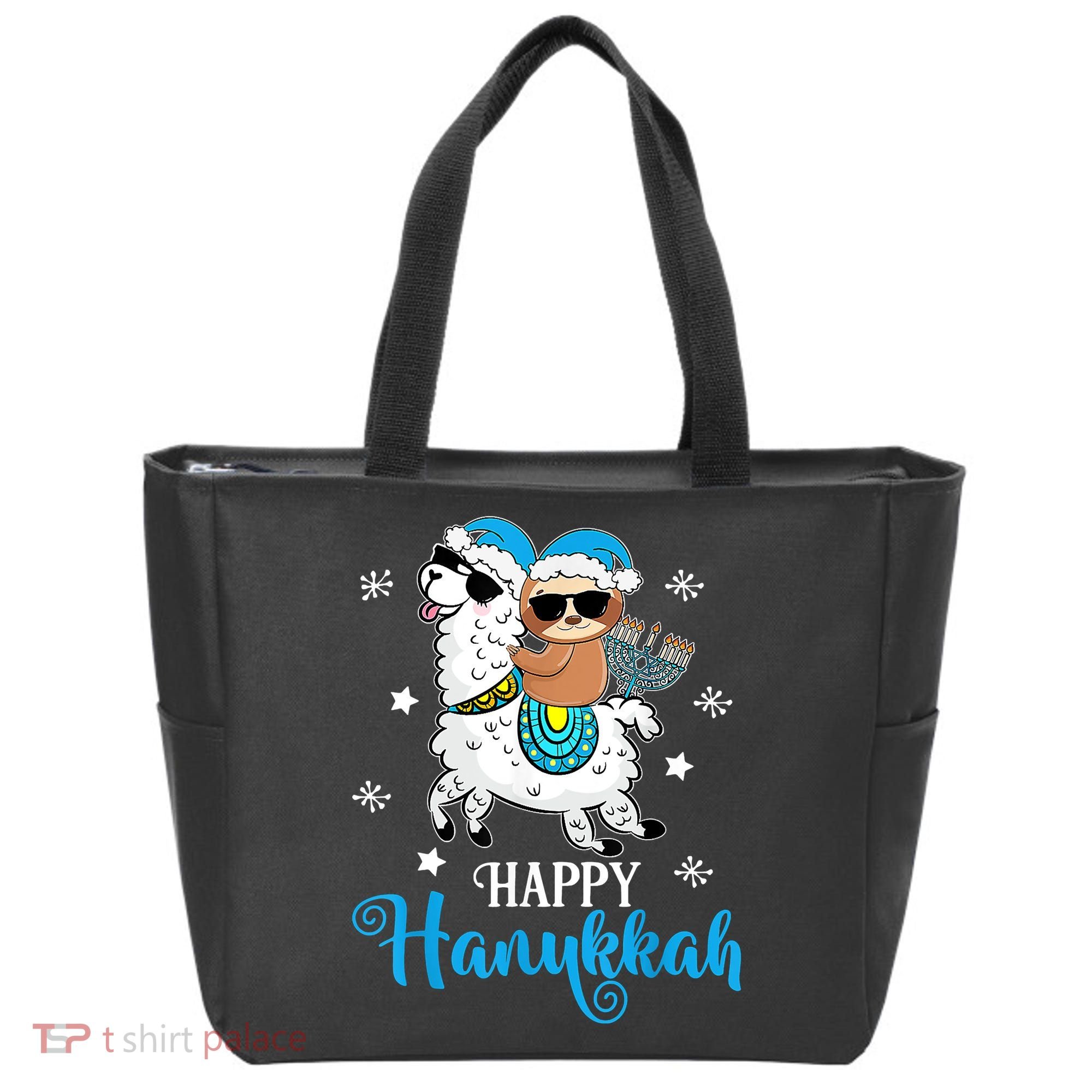 Hanukkah Llamakah Llama Sloth Happy Hanukkah Chanukah Tote Bag