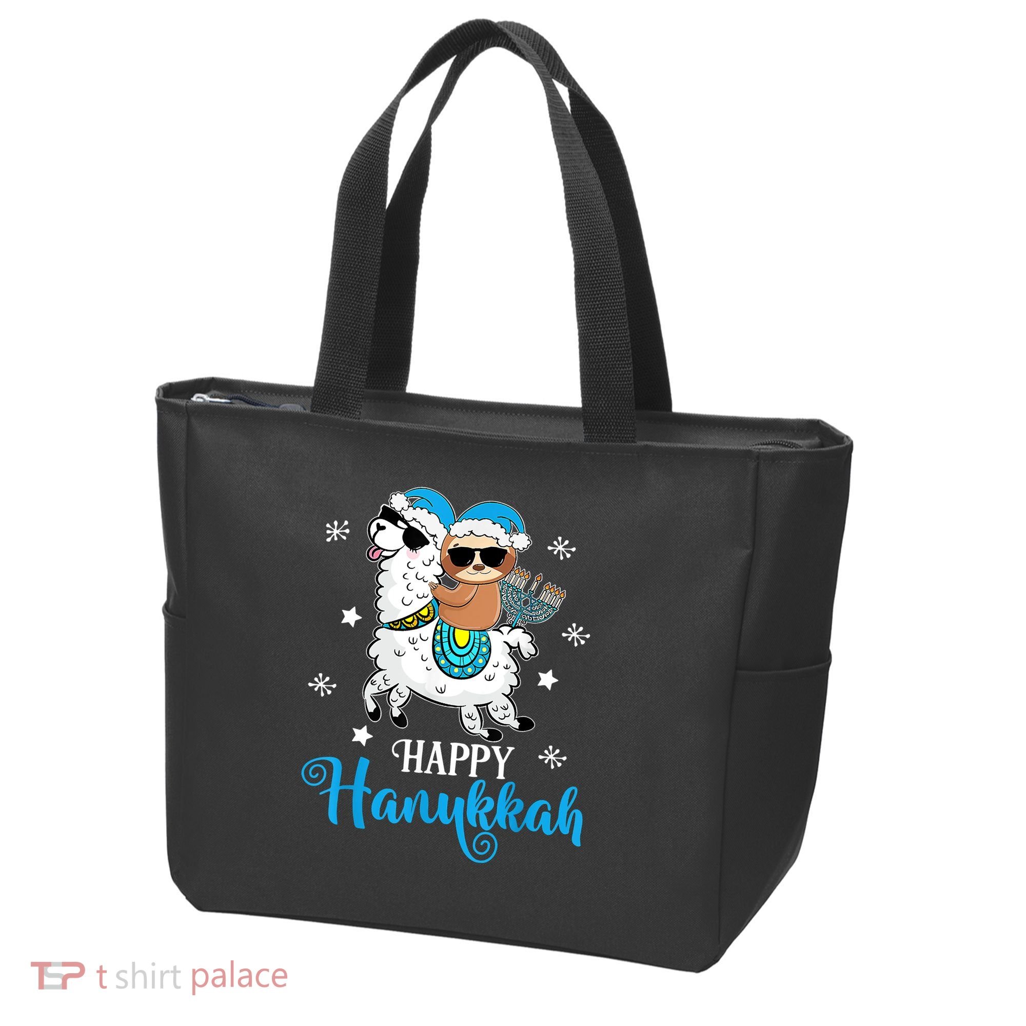 Hanukkah Llamakah Llama Sloth Happy Hanukkah Chanukah Tote Bag