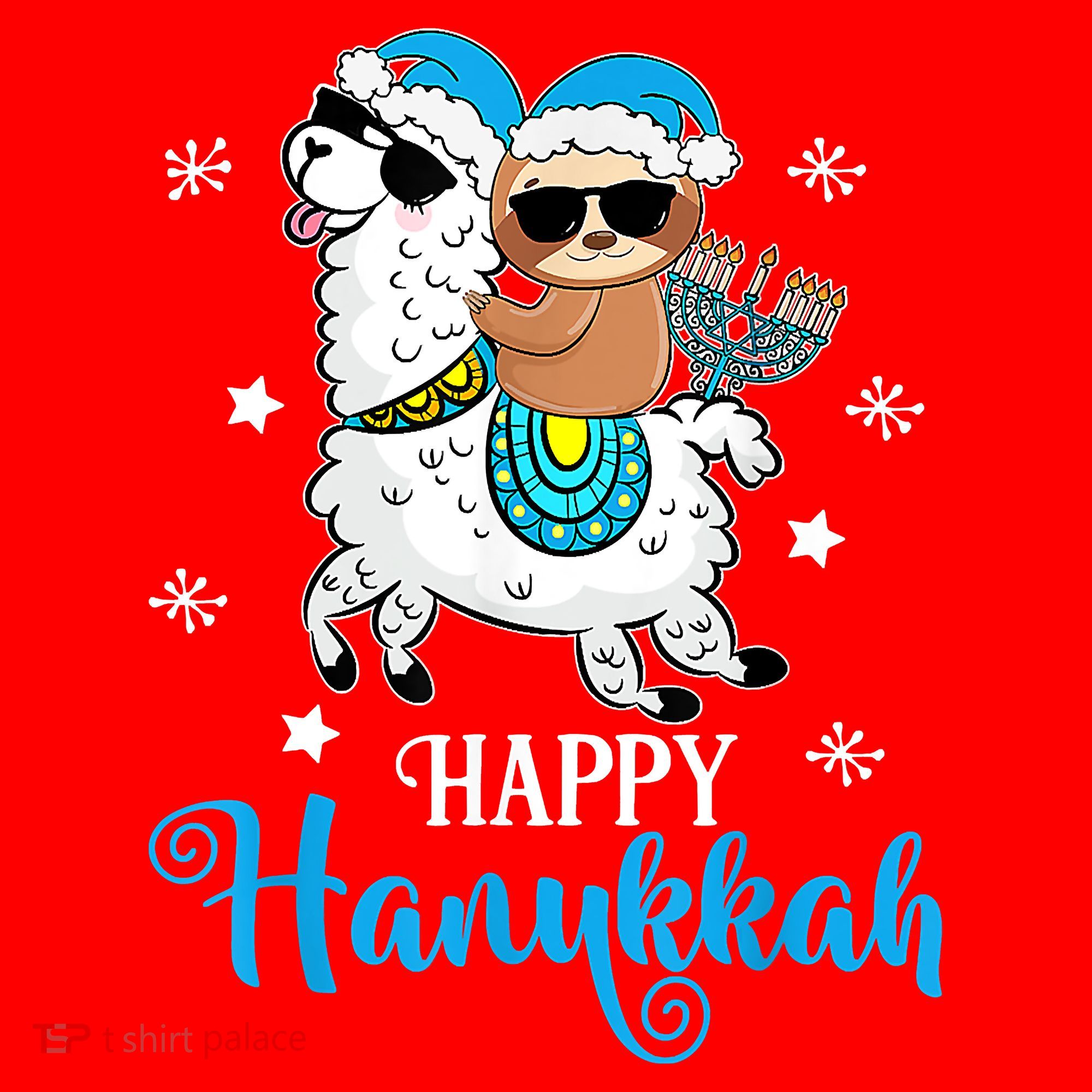 Hanukkah Llamakah Llama Sloth Happy Hanukkah Chanukah Santa Hat