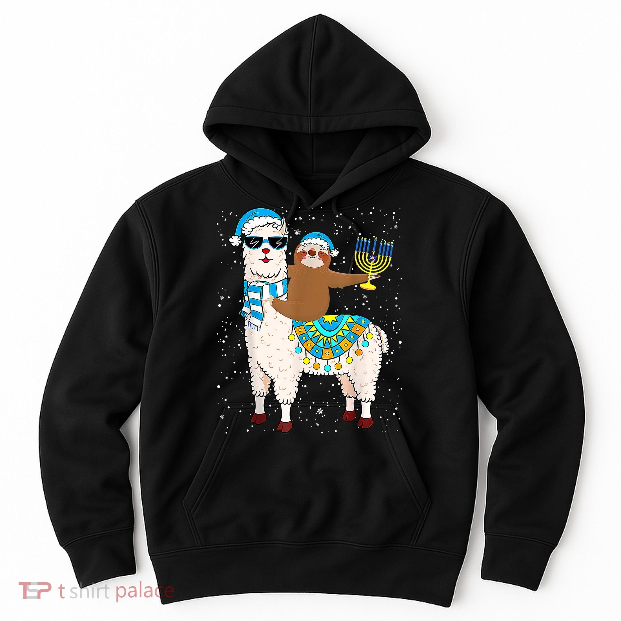 Hanukkah Llamakah Llama Sloth Happy Hanukkah Chanukah Christmas Xmas Hoodie