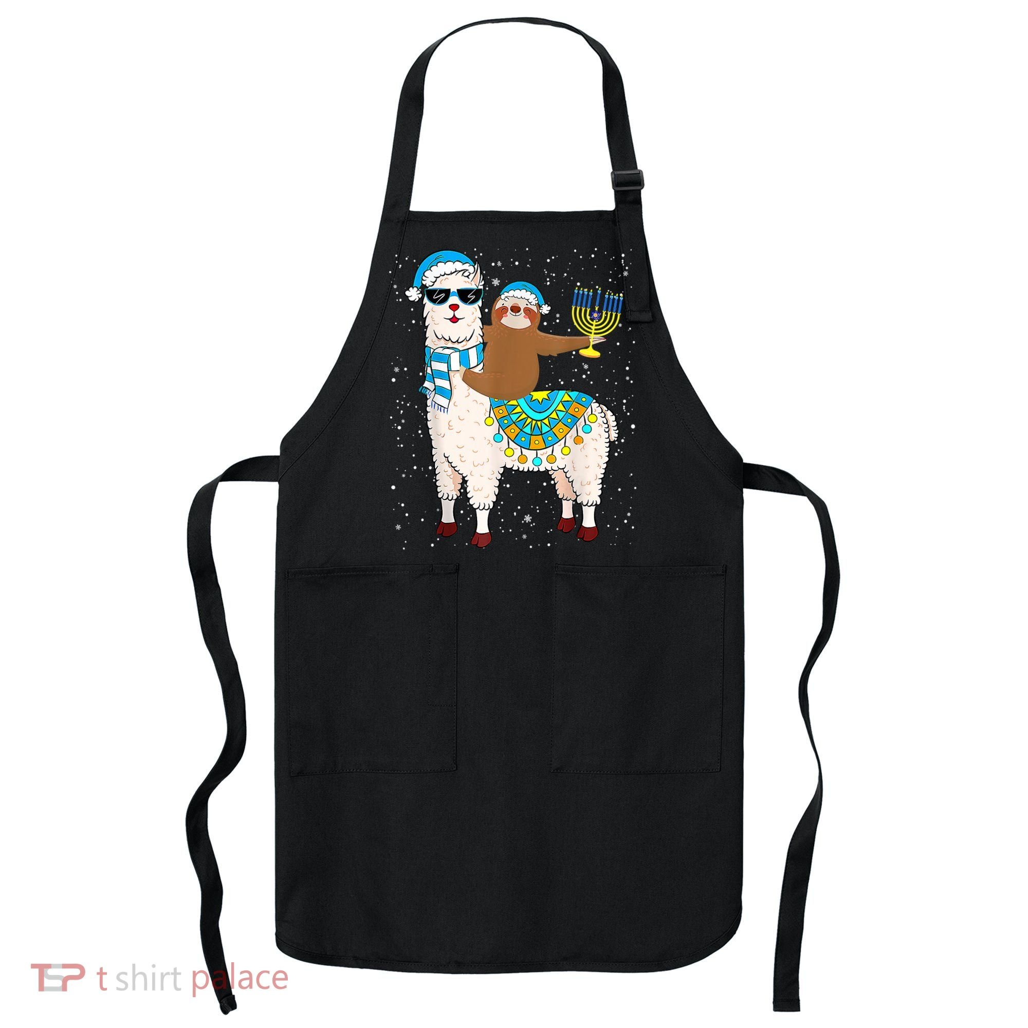 Hanukkah Llamakah Llama Sloth Happy Hanukkah Chanukah Christmas Xmas Apron