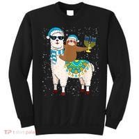 Hanukkah Llamakah Llama Sloth Happy Hanukkah Chanukah Christmas Xmas Sweatshirt thumb 0