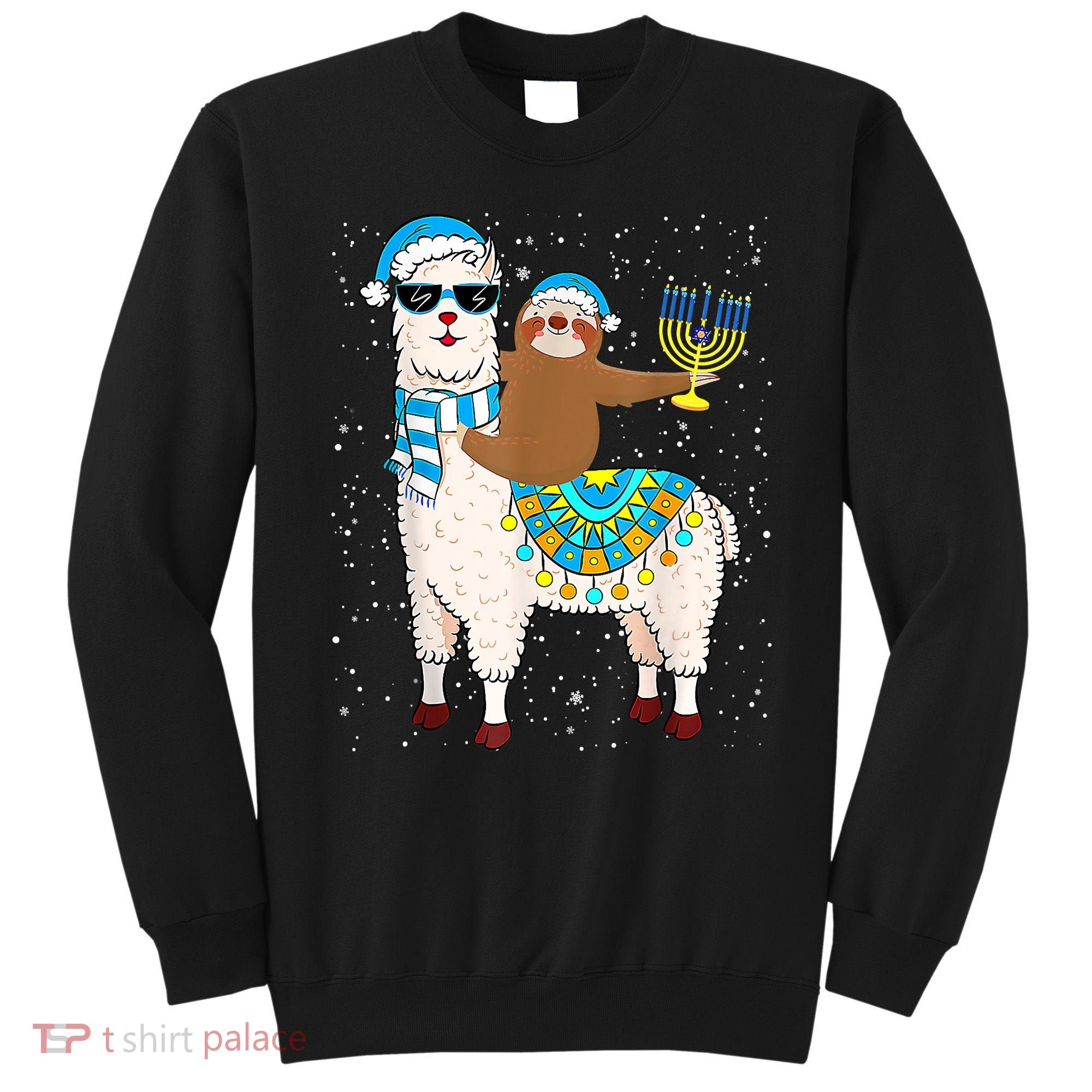 Hanukkah Llamakah Llama Sloth Happy Hanukkah Chanukah Christmas Xmas Sweatshirt