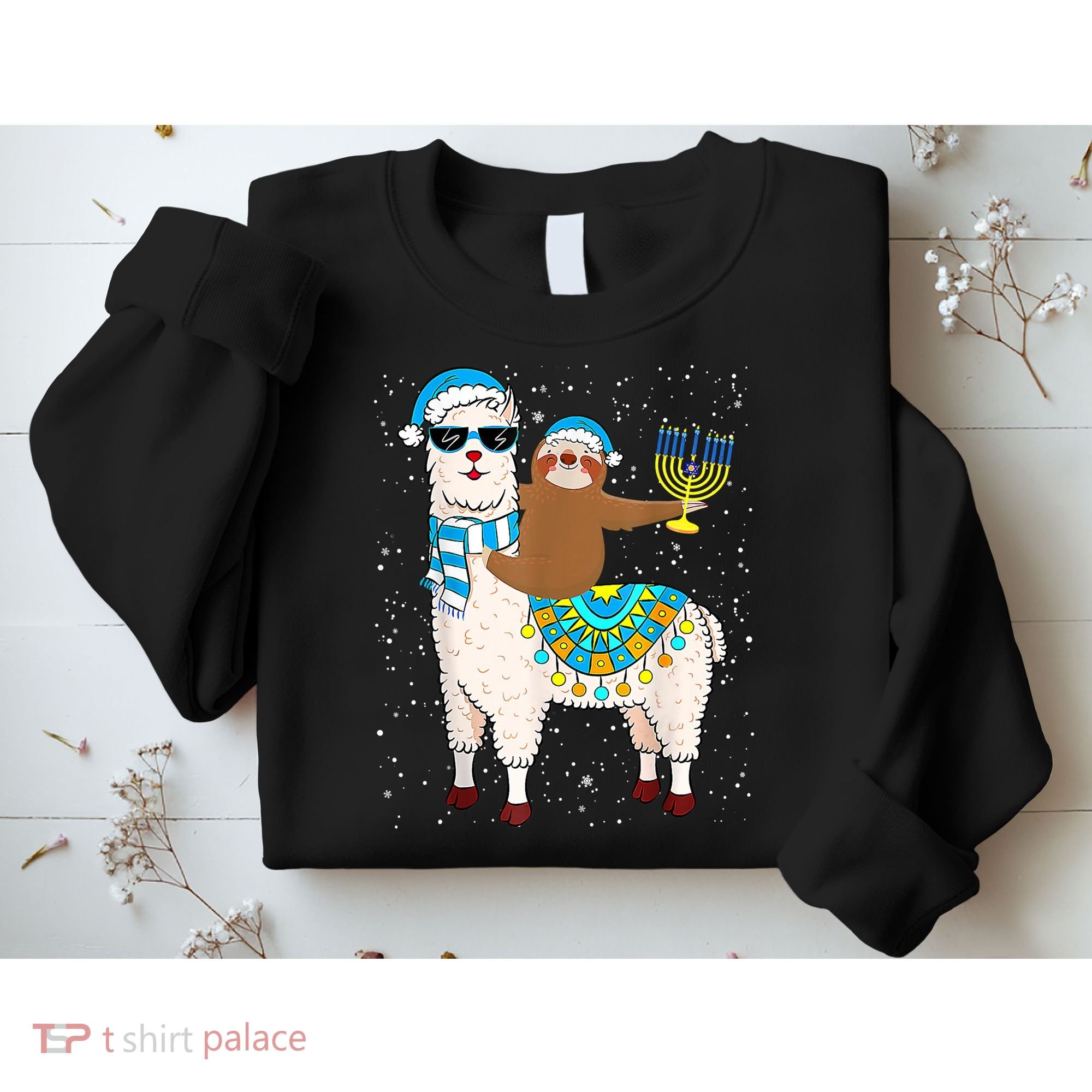 Hanukkah Llamakah Llama Sloth Happy Hanukkah Chanukah Christmas Xmas Sweatshirt