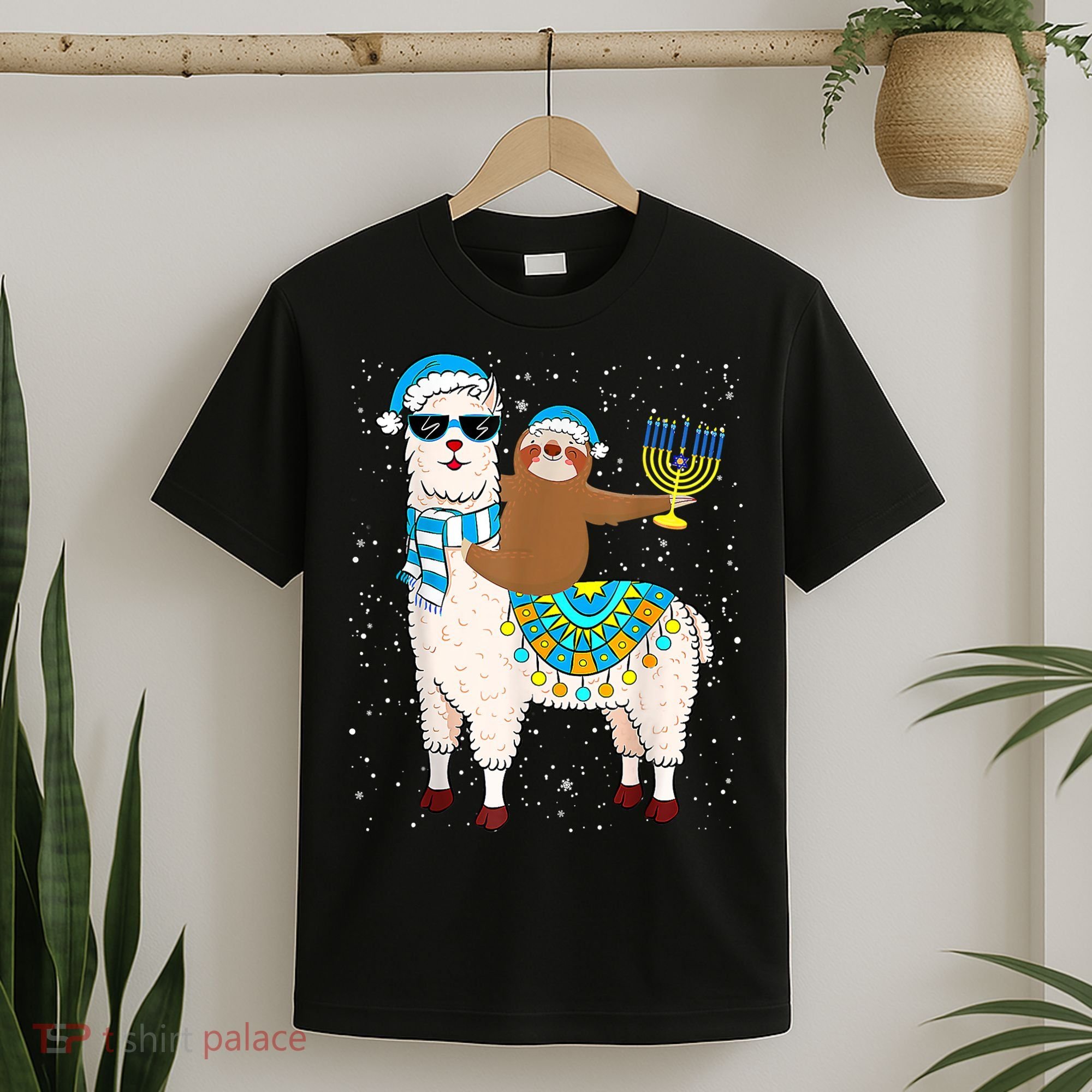 Hanukkah Llamakah Llama Sloth Happy Hanukkah Chanukah Christmas Xmas T-Shirt