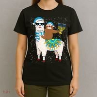 Hanukkah Llamakah Llama Sloth Happy Hanukkah Chanukah Christmas Xmas T-Shirt thumb 4