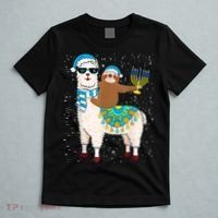 Hanukkah Llamakah Llama Sloth Happy Hanukkah Chanukah Christmas Xmas T-Shirt thumb 5