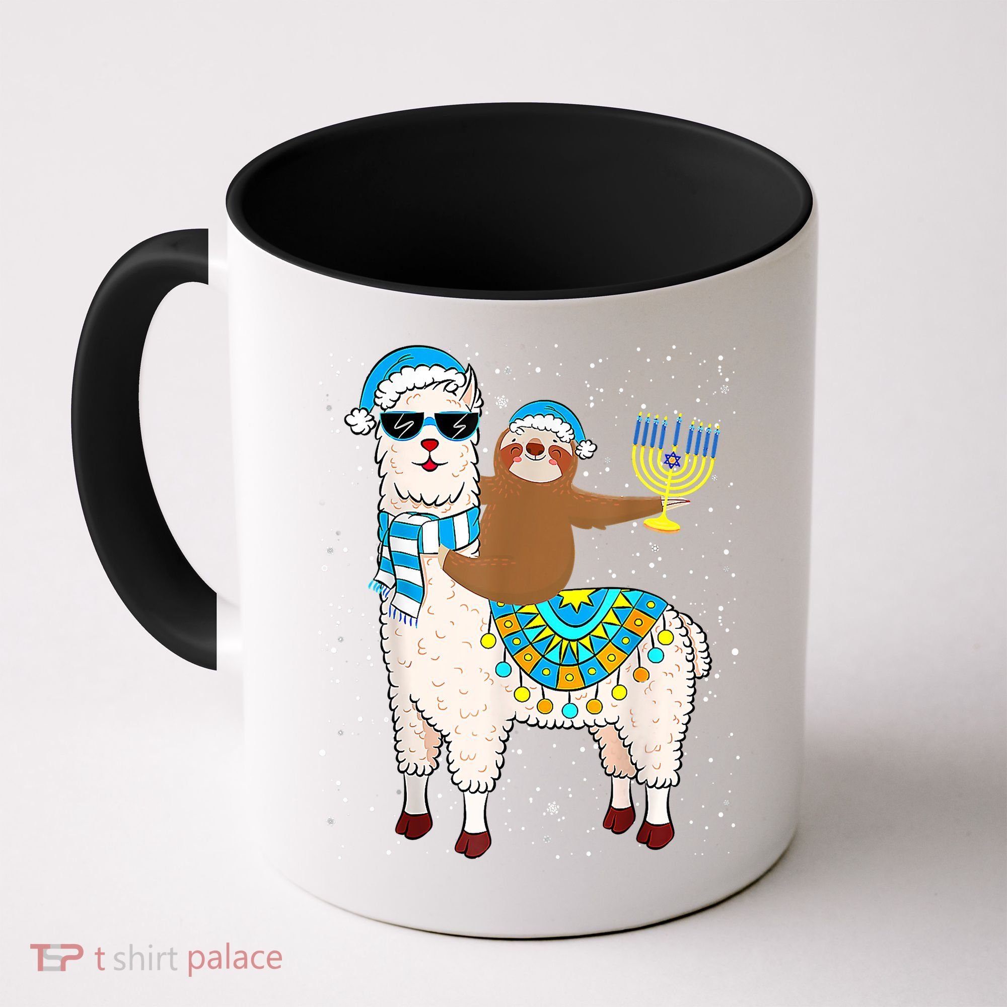Hanukkah Llamakah Llama Sloth Happy Hanukkah Chanukah Christmas Xmas Coffee Mug