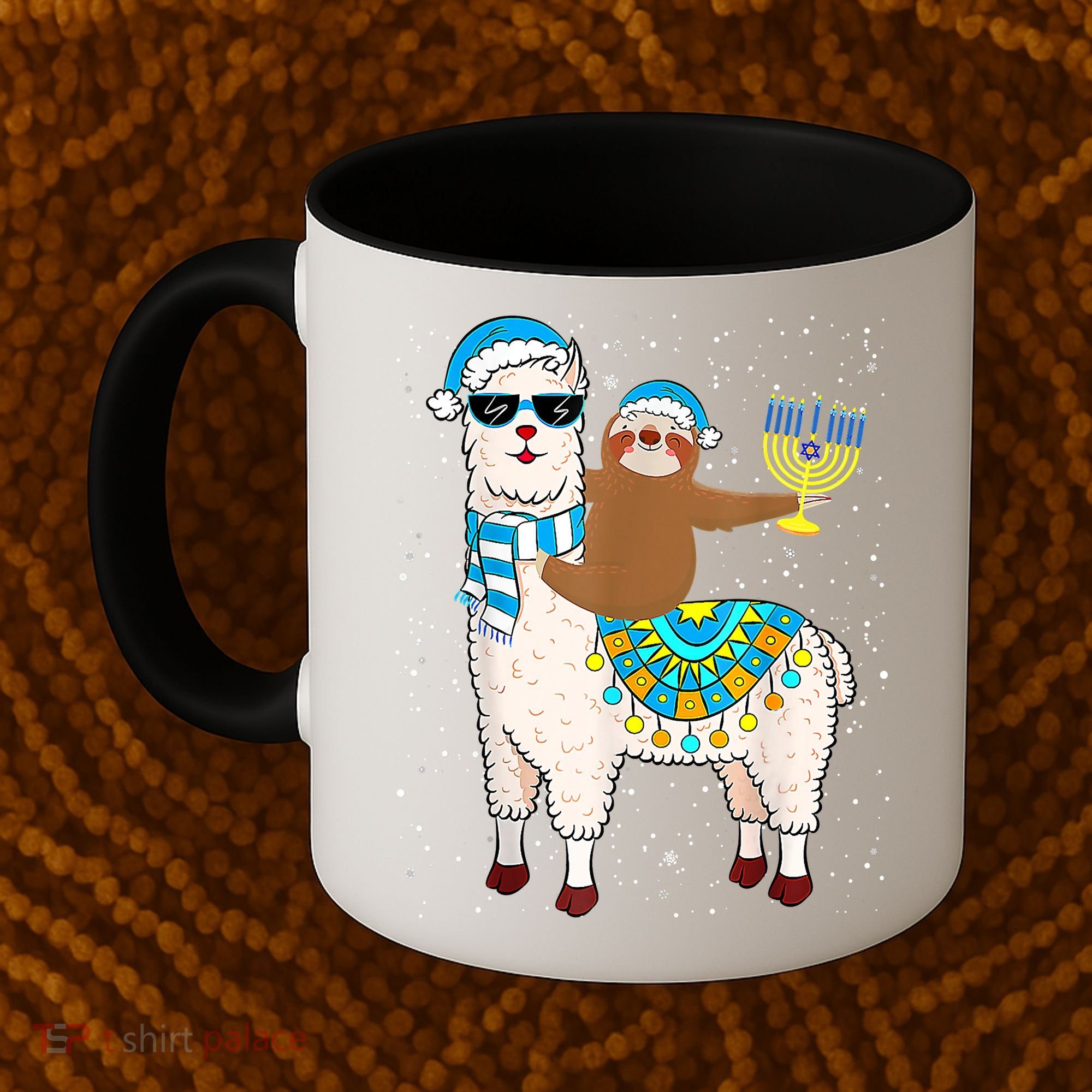 Hanukkah Llamakah Llama Sloth Happy Hanukkah Chanukah Christmas Xmas Coffee Mug
