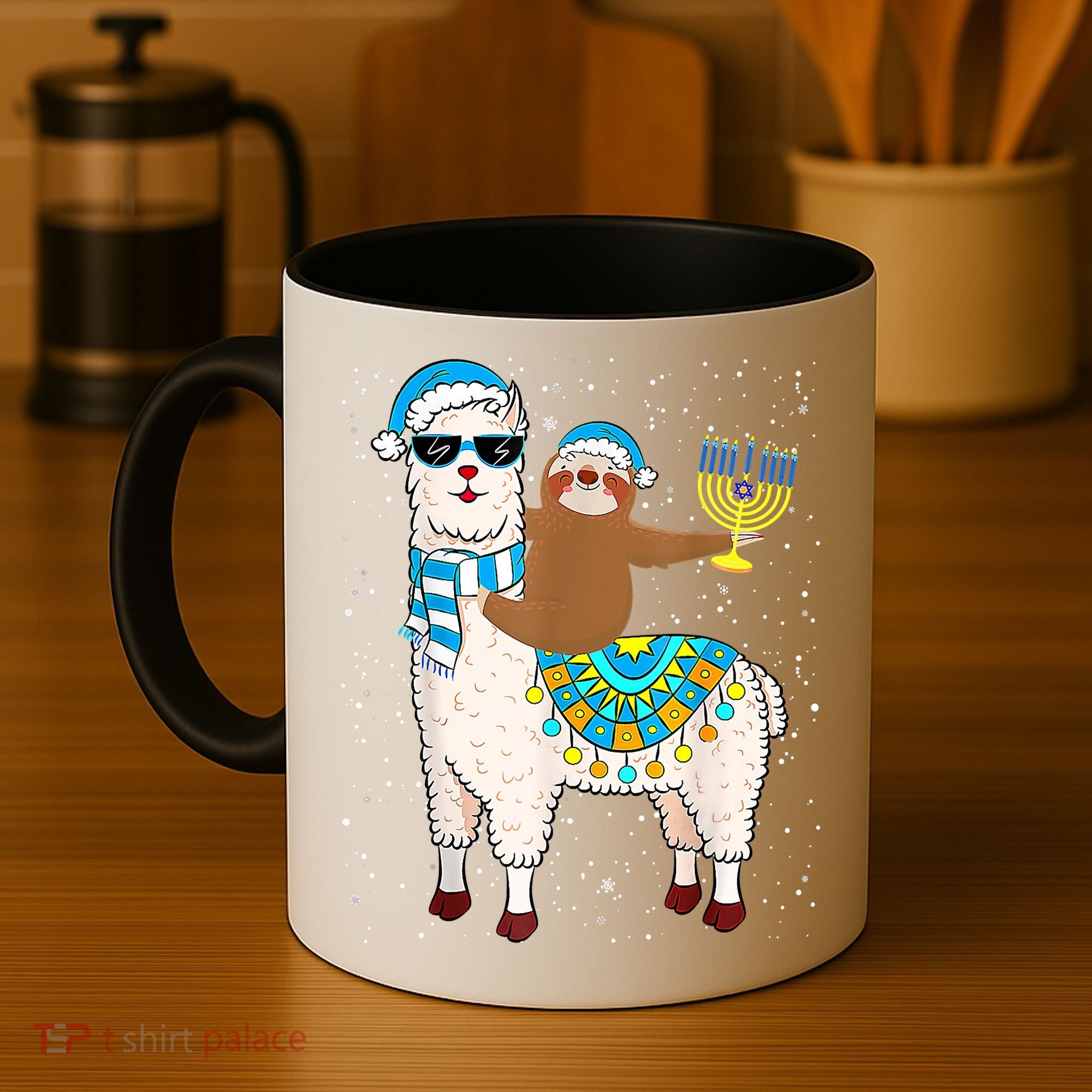 Hanukkah Llamakah Llama Sloth Happy Hanukkah Chanukah Christmas Xmas Coffee Mug
