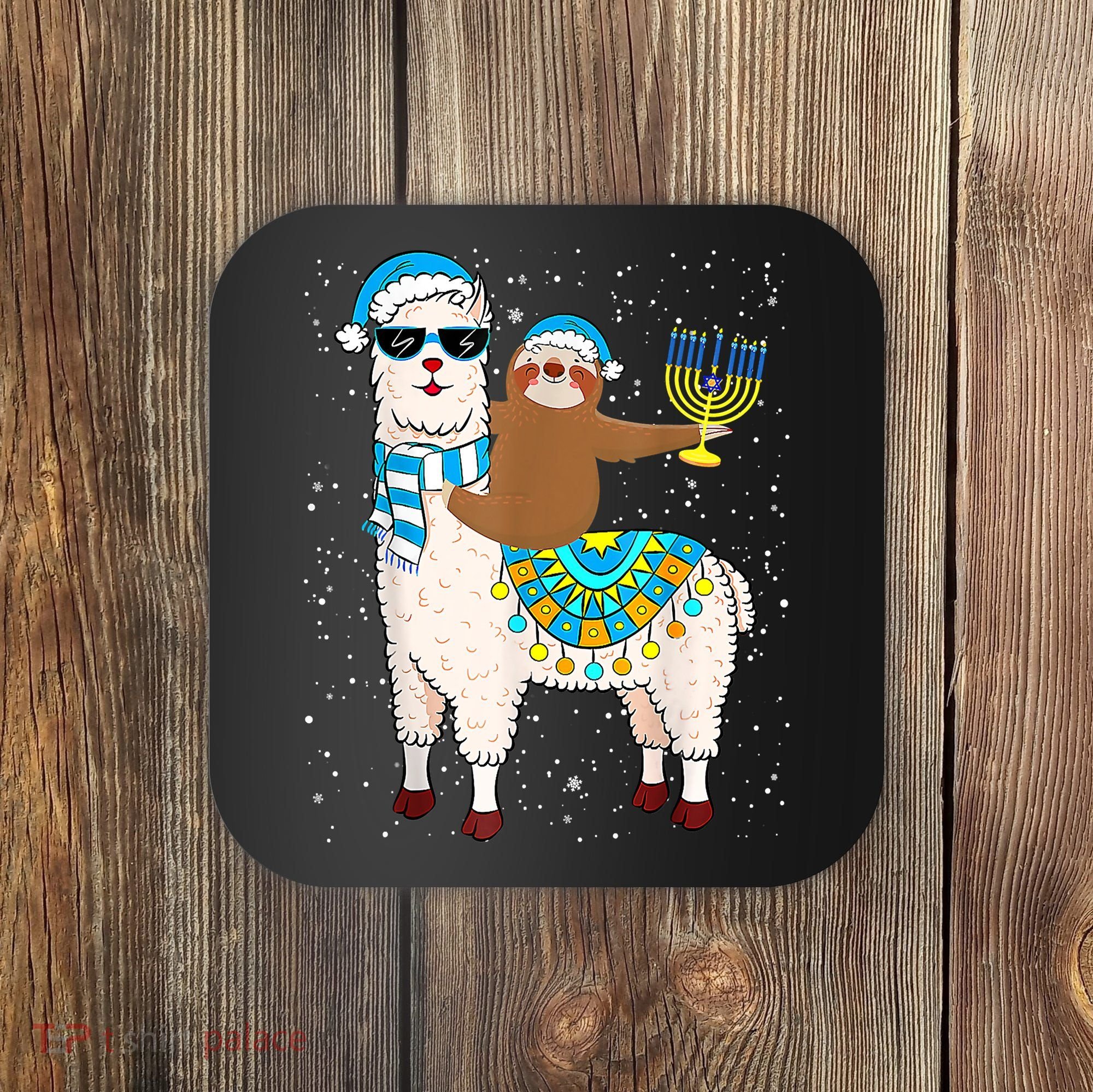 Hanukkah Llamakah Llama Sloth Happy Hanukkah Chanukah Christmas Xmas Coaster