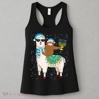 Hanukkah Llamakah Llama Sloth Happy Hanukkah Chanukah Christmas Xmas Women's Tank Top thumb 3