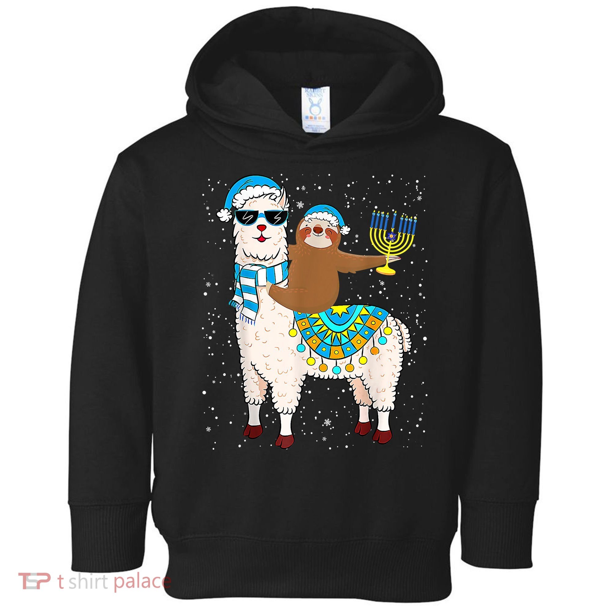 Hanukkah Llamakah Llama Sloth Happy Hanukkah Chanukah Christmas Xmas Toddler Hoodie