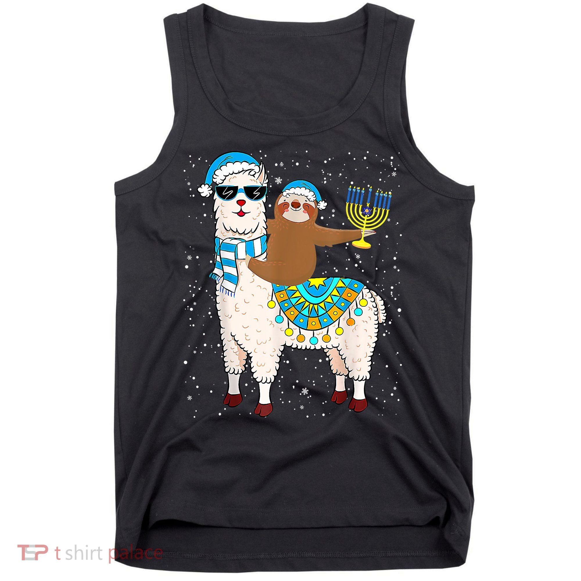 Hanukkah Llamakah Llama Sloth Happy Hanukkah Chanukah Christmas Xmas Tank Top