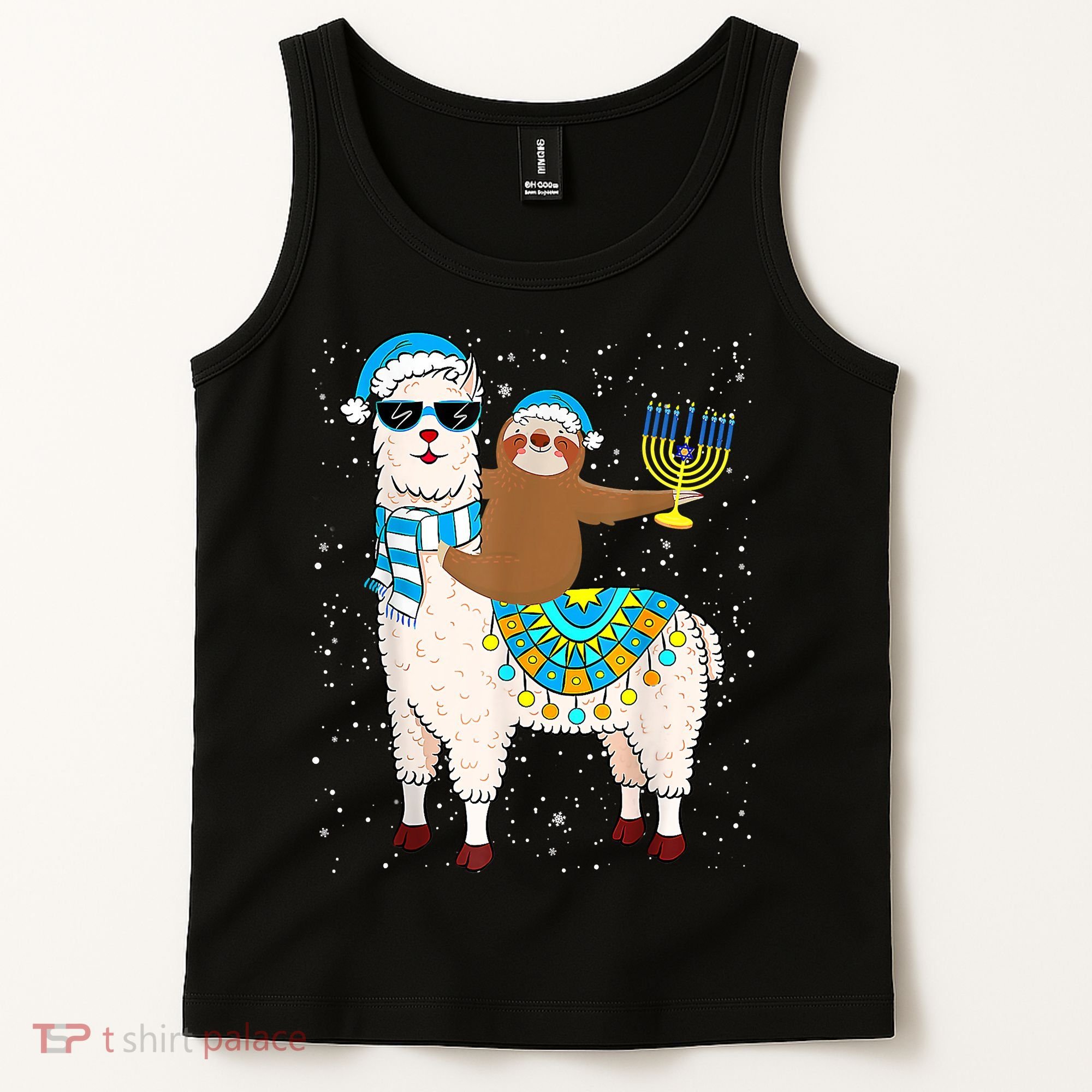 Hanukkah Llamakah Llama Sloth Happy Hanukkah Chanukah Christmas Xmas Tank Top