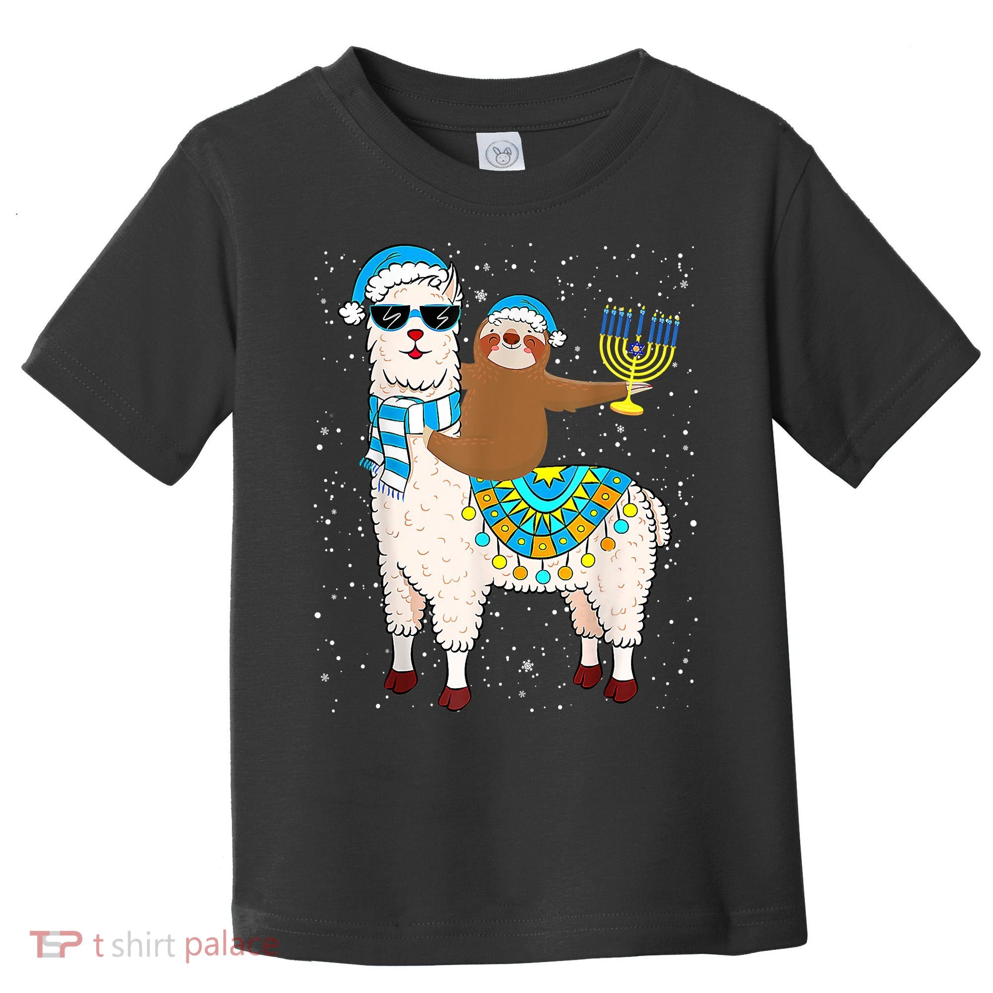 Hanukkah Llamakah Llama Sloth Happy Hanukkah Chanukah Christmas Xmas Toddler T-Shirt