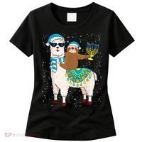 Hanukkah Llamakah Llama Sloth Happy Hanukkah Chanukah Christmas Xmas Women's T-Shirt thumb 0
