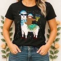 Hanukkah Llamakah Llama Sloth Happy Hanukkah Chanukah Christmas Xmas Women's T-Shirt thumb 2