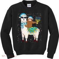 Hanukkah Llamakah Llama Sloth Happy Hanukkah Chanukah Christmas Xmas Kids Sweatshirt thumb 0
