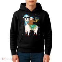 Hanukkah Llamakah Llama Sloth Happy Hanukkah Chanukah Christmas Xmas Kids Hoodie thumb 4