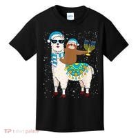 Hanukkah Llamakah Llama Sloth Happy Hanukkah Chanukah Christmas Xmas Kids T-Shirt thumb 0