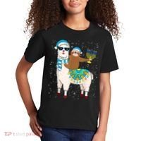 Hanukkah Llamakah Llama Sloth Happy Hanukkah Chanukah Christmas Xmas Kids T-Shirt thumb 2