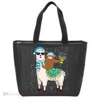 Hanukkah Llamakah Llama Sloth Happy Hanukkah Chanukah Christmas Xmas Tote Bag thumb 0