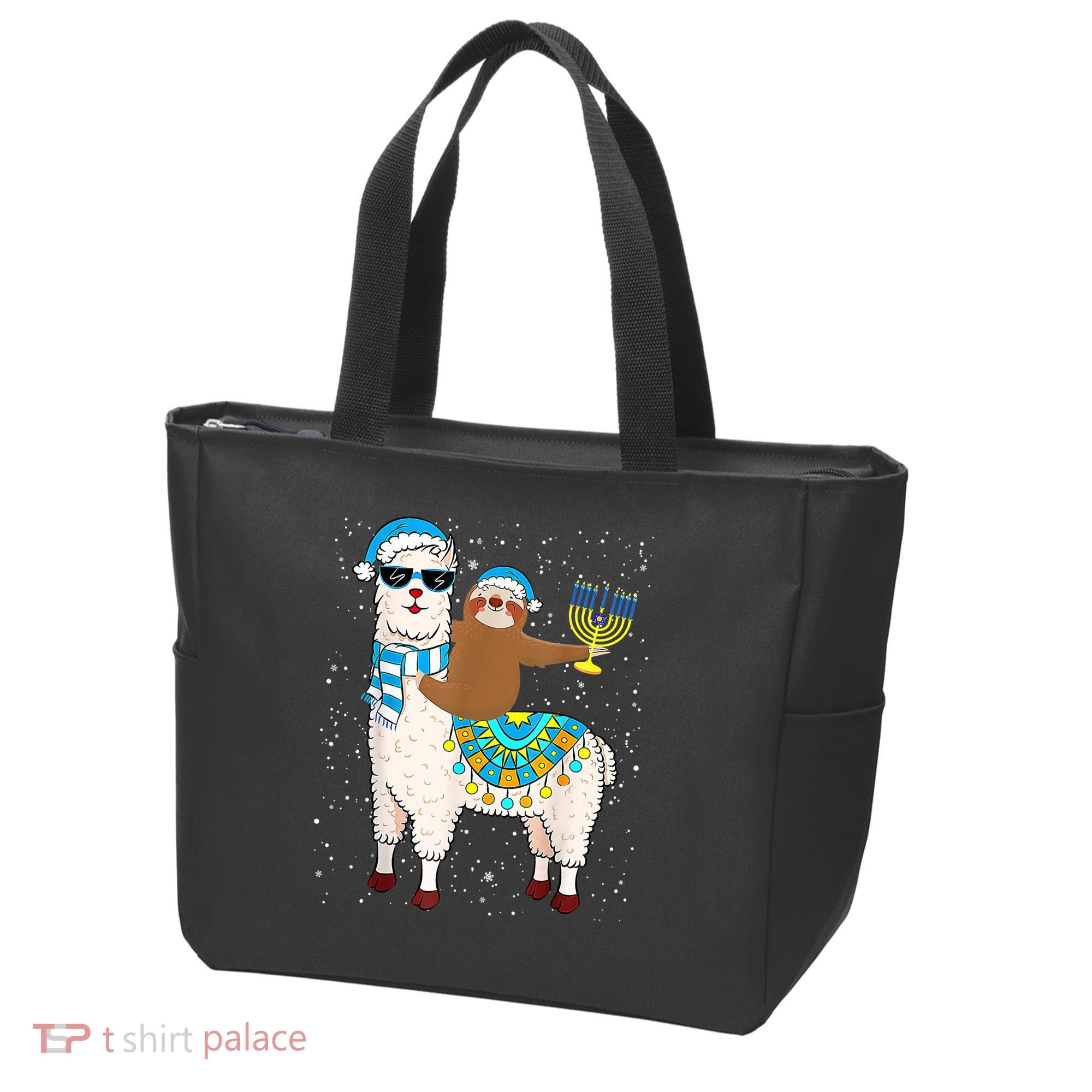 Hanukkah Llamakah Llama Sloth Happy Hanukkah Chanukah Christmas Xmas Tote Bag