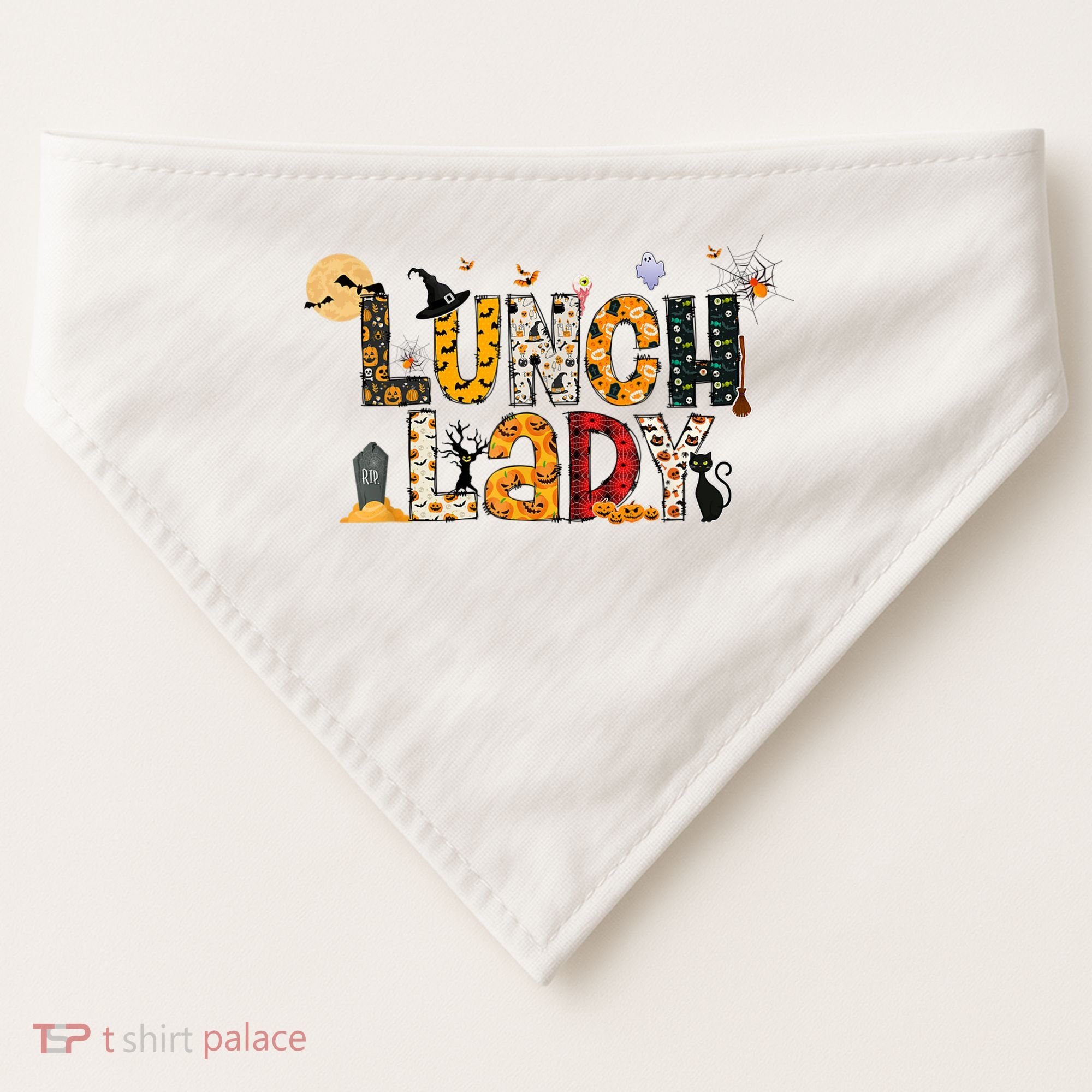 Halloween Lunch Lady Cafeteria Spooky Lunch Lady Halloween USA-Made Doggie Bandana
