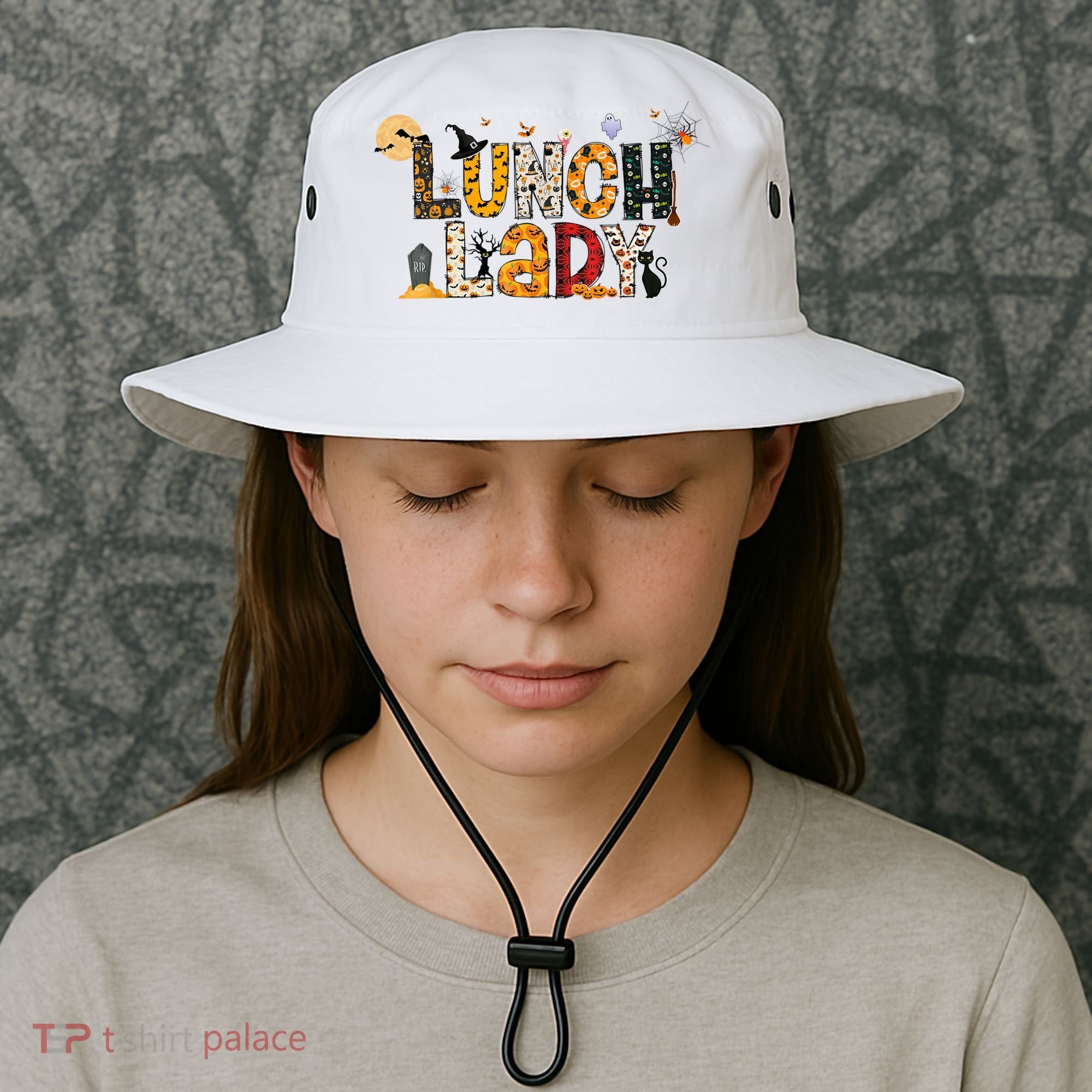 Halloween Lunch Lady Cafeteria Spooky Lunch Lady Halloween Bucket Hat