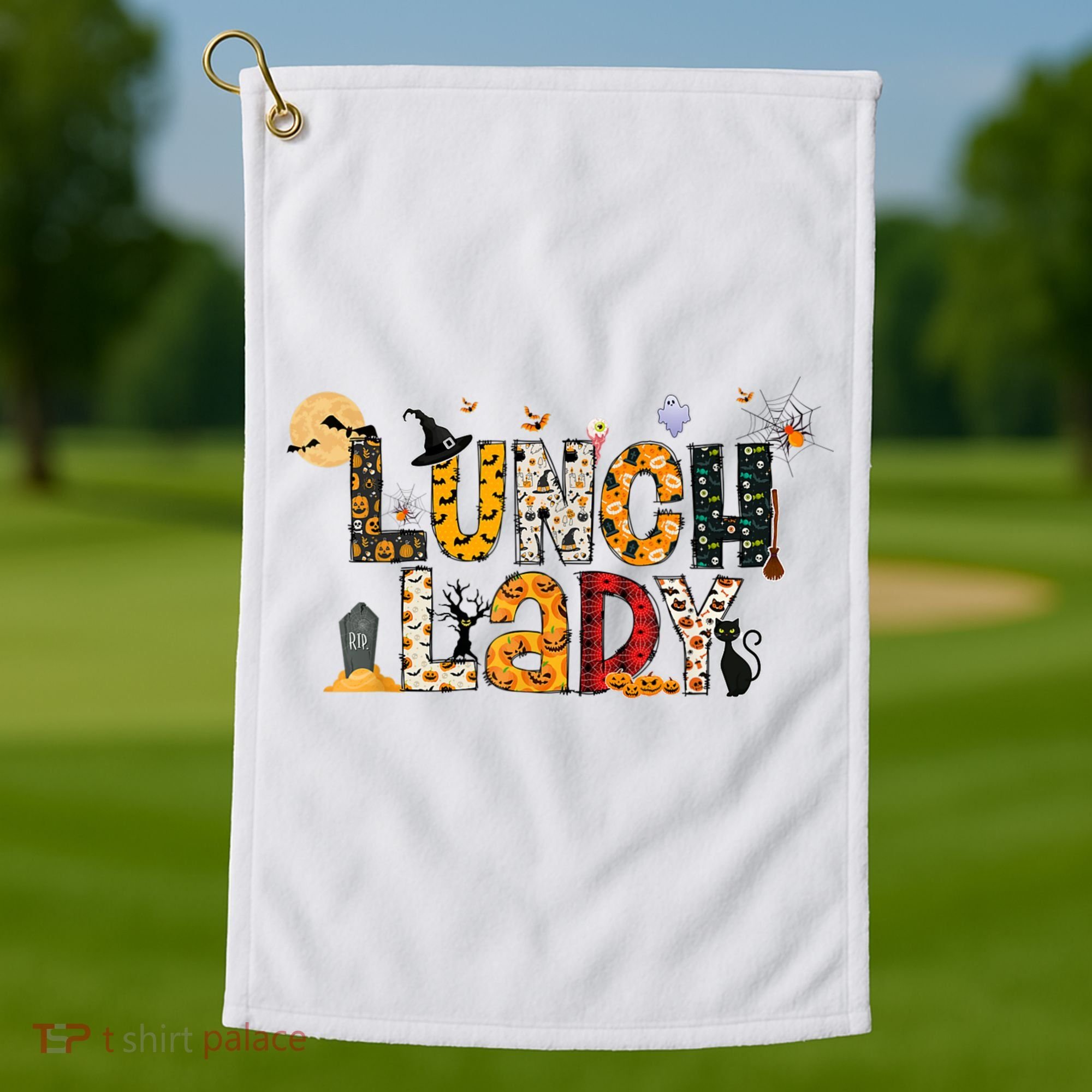 Halloween Lunch Lady Cafeteria Spooky Lunch Lady Halloween Golf Towel