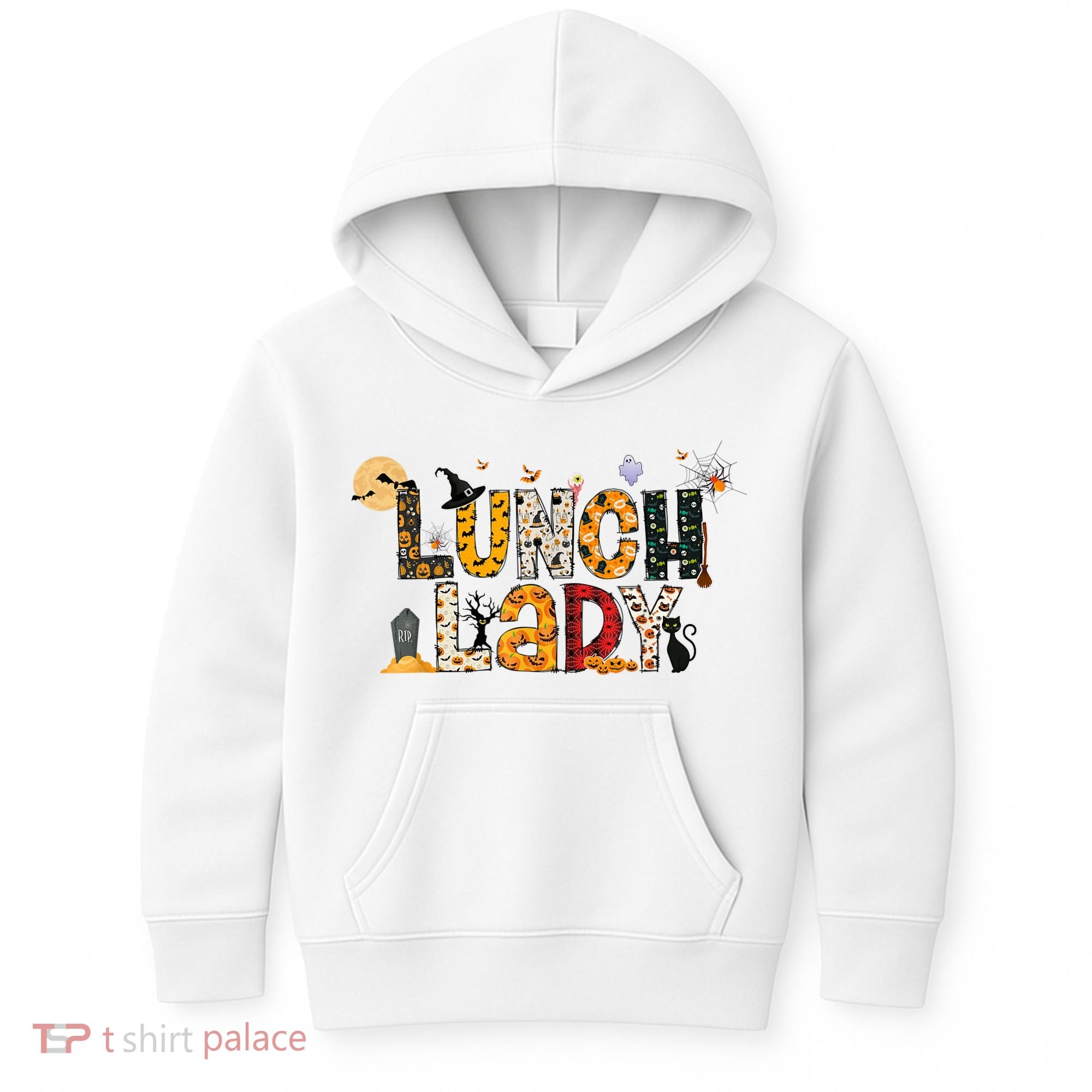 Halloween Lunch Lady Cafeteria Spooky Lunch Lady Halloween Kids Hoodie
